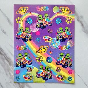 VTG Lisa Frank Zoomer & Zorbit aliens complete sticker sheet